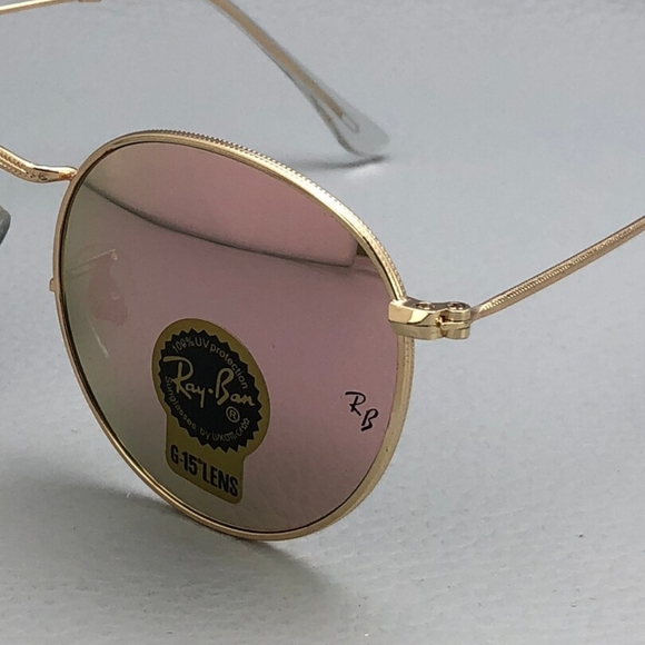 LIKE NEW RayBan Round Metal RB3447 Pink Mirror Flash Ray ban Sunglasses - Picture 7 of 13